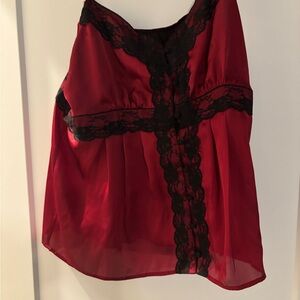 Kohl's Crimson and Black Lace Blouse